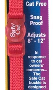 Coastal Safe Cat Adjustable Snag-Proof Nylon Breakaway Collar Red 3/8X12