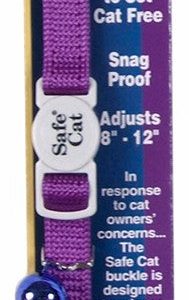 Coastal Safe Cat Adjustable Snag-Proof Nylon Breakaway Collar Purple 3/8X12