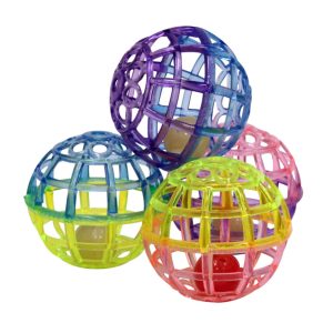 Spot Lattice Balls With Bell Cat Toy 4pk