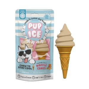 Ethical Pet Pup Ice Waffle Cone Vanilla & Peanut Butter Dog Treats, 2 Pack