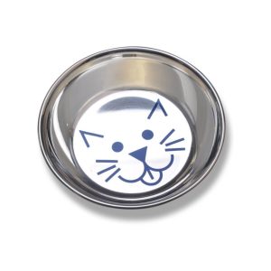 Van Ness Stainless Steel Saucer Cat Dish Decorated 8oz