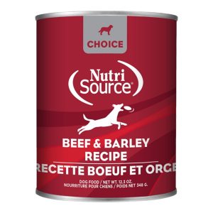 NutriSource Choice Beef & Barley Canned Dog Food, 12.3 oz (Case of 12)