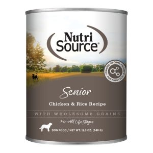 NutriSource Senior Chicken & Rice Canned Dog Food, 12.3 oz (Case of 12)