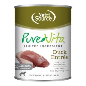 Pure Vita Grain-Free Duck Entrée Wet Dog Food, 12.3 oz (Case of 12)