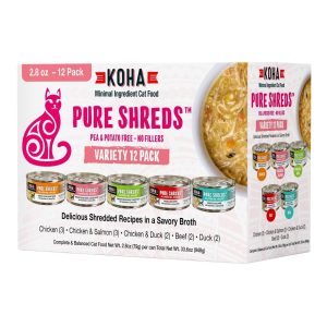 KOHA Pure Shreds Grain-Free Wet Cat Food Variety Pack, 2.8 oz (Case of 24)
