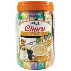 Inaba Churu Lickable Purée Chicken Variety Pack, 0.5 oz (50 Tubes)