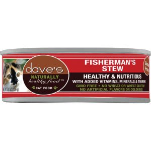 Dave's Naturally Healthy Shredded Fisherman's Stew Wet Cat Food, 5.5 oz, 24 Pack