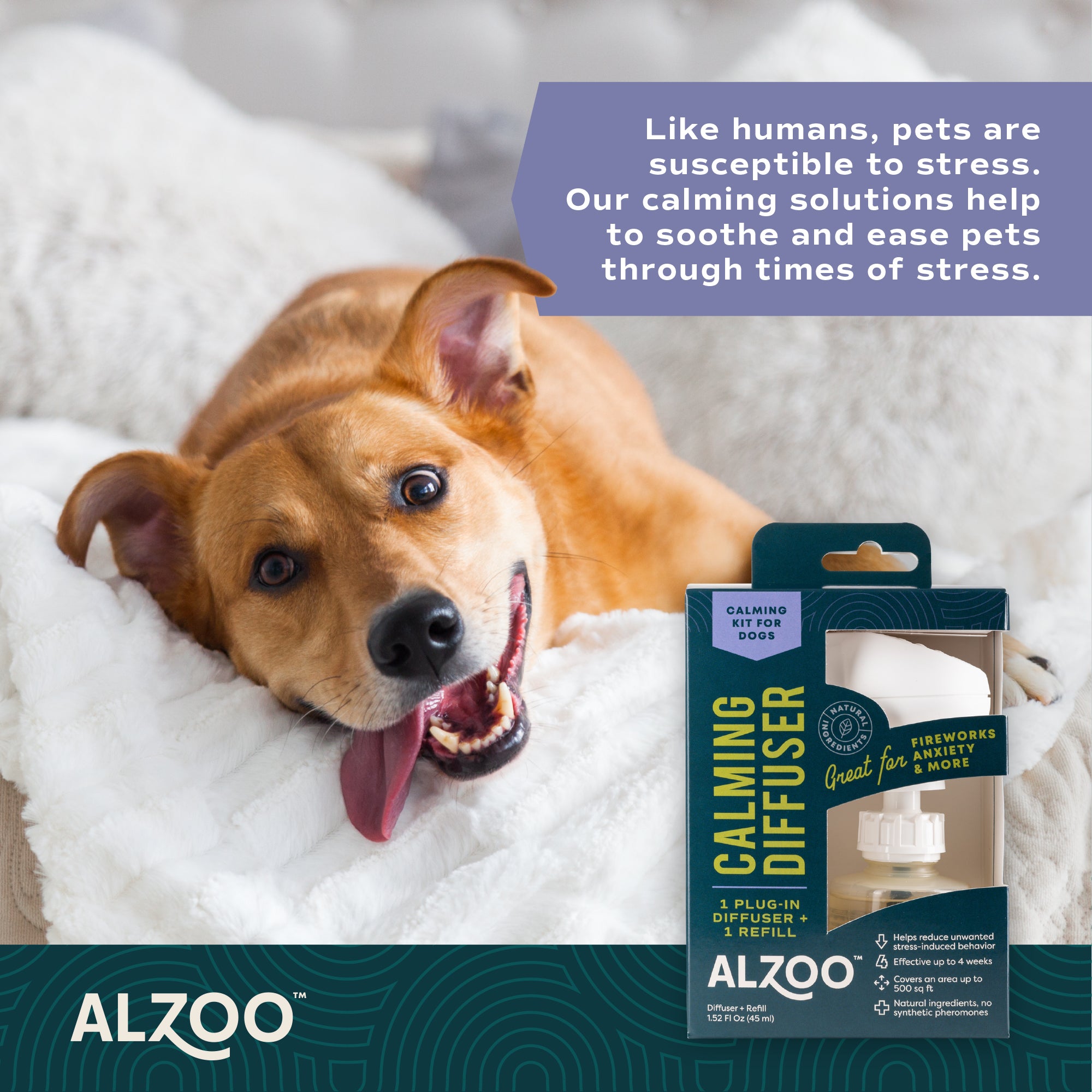Alzoo Plant-Based Calming Diffuser Kit Dog 1.52oz. - Image 2