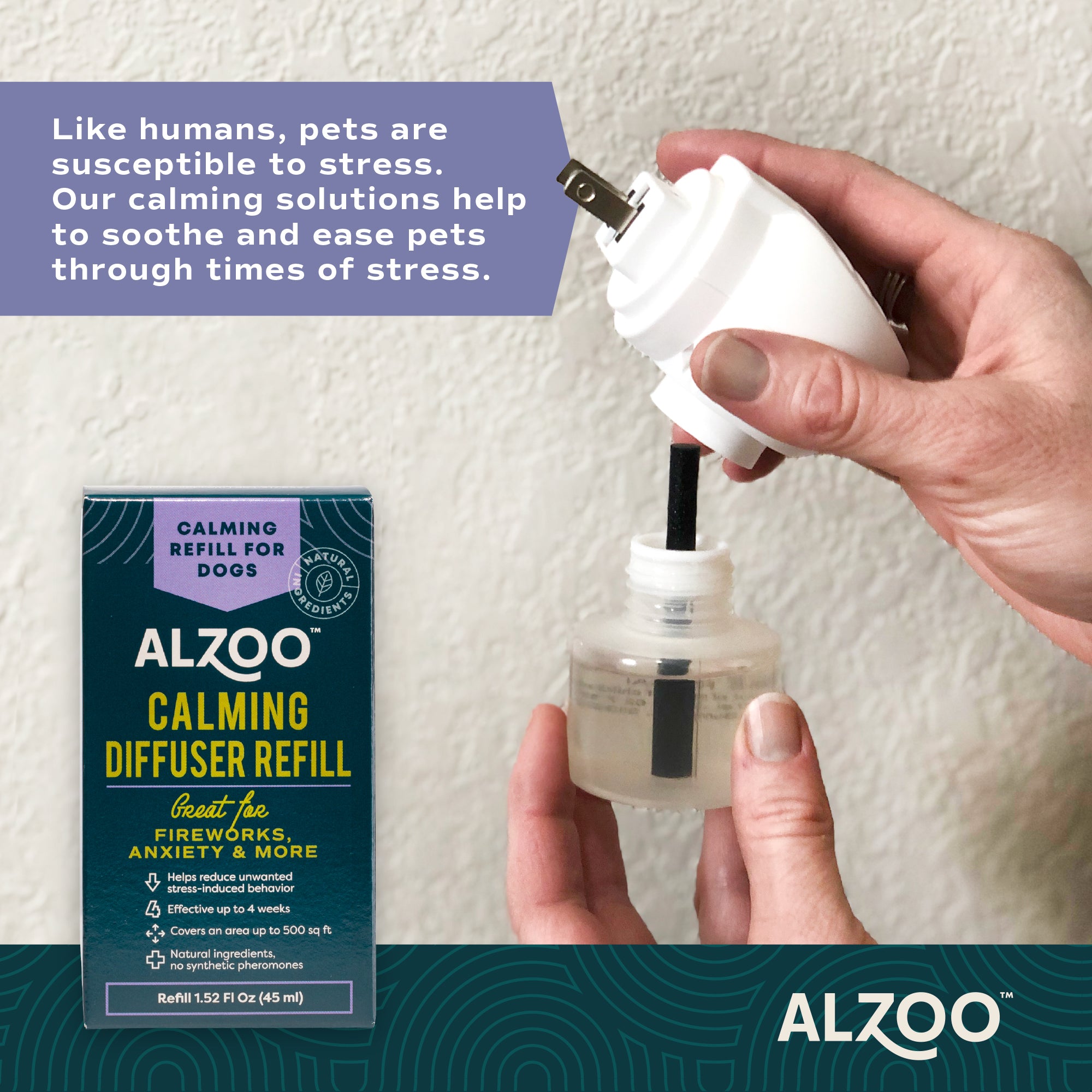 Alzoo Plant-Based Calming Diffuser Refill Dog 1.52oz. - Image 2