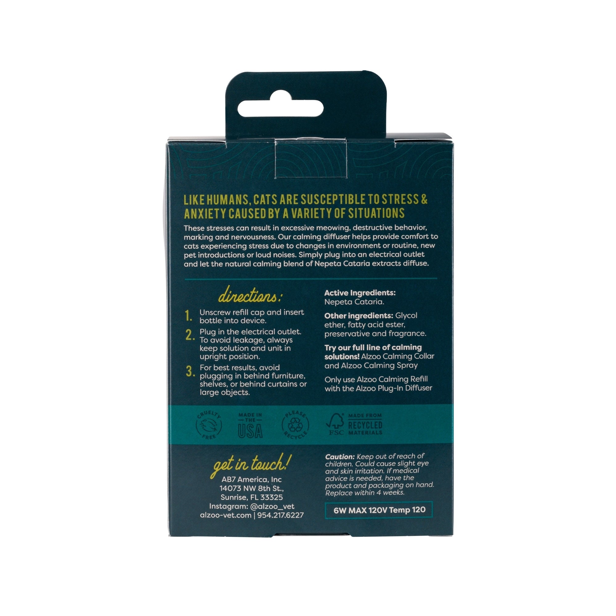 Alzoo Plant-Based Calming Diffuser Kit Cat 1.52oz. - Image 4