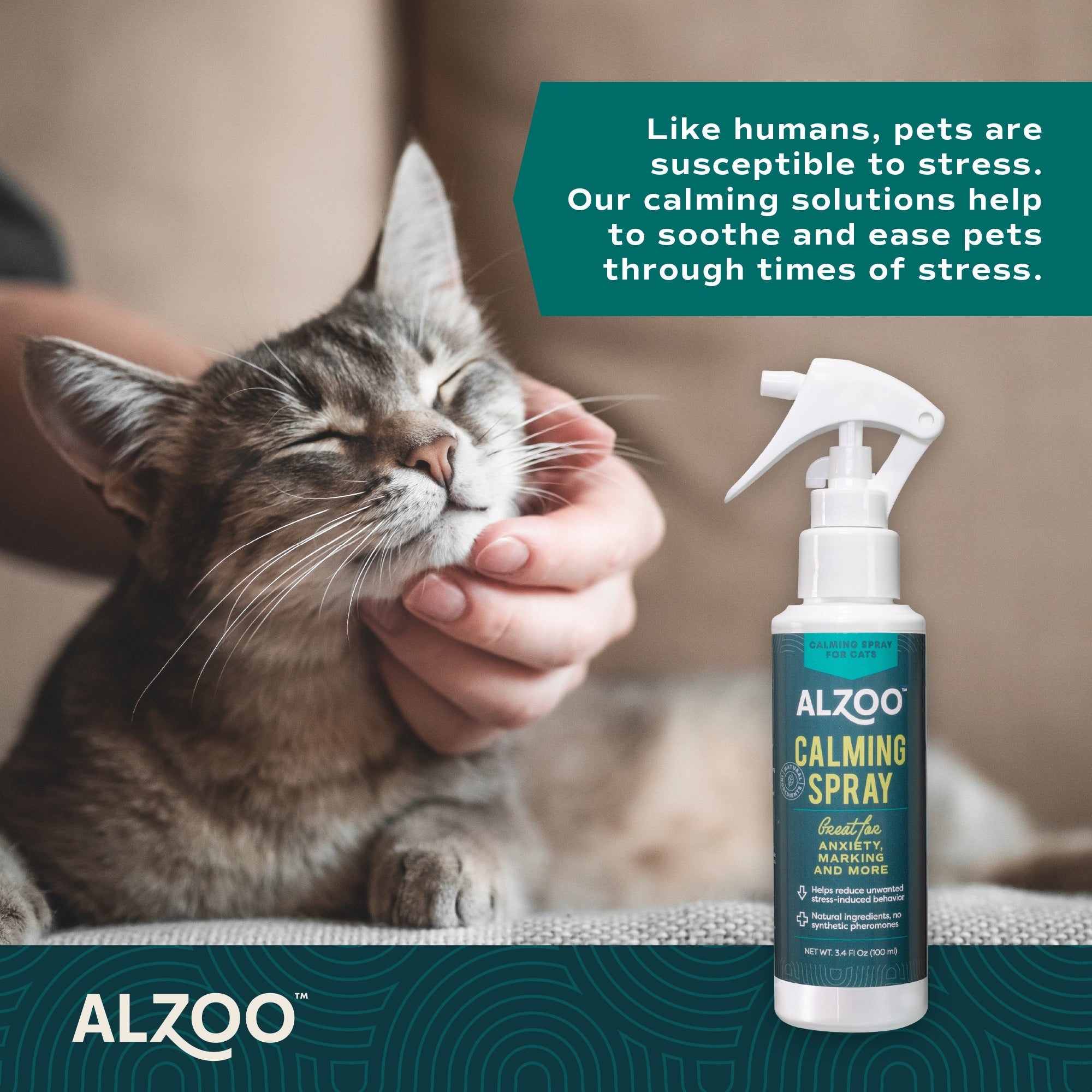 Alzoo Plant-Based Calming Spray Cat 3.4oz. - Image 2
