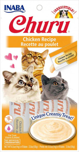 Inaba Churu Lickable Purée Cat Treats, Chicken, 0.5 oz 4 Pack (Case of 6)