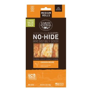 Earth Animal No-Hide Chicken Rolls, Medium Dog Chews, 3 Pack