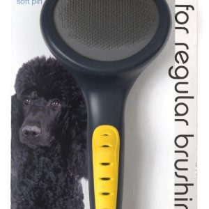 JW Pet Slicker Brush with Soft Pins Grey/Yellow /LG