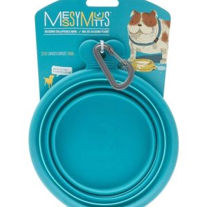 Messy Mutts Dog Collapsible Bowl Blue 1.5 Cup