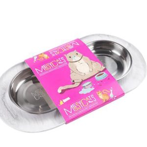 Messy Mutts Cat Double Feeder Silicone Marble