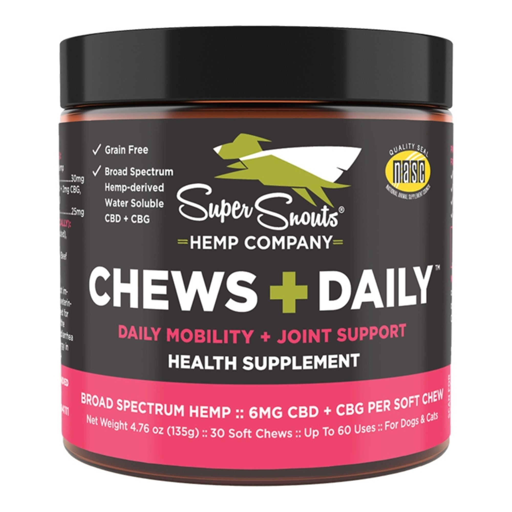 Super Snouts Hemp Mobility & Joint Support Chews for Dogs & Cats, 30 Count