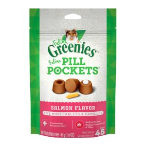 FELINE GREENIES PILL POCKETS Cat Treats, Salmon, 1.6 oz