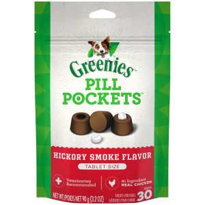 GREENIES PILL POCKETS Hickory Smoke Dog Treats, Tablet Size, 3.2 oz