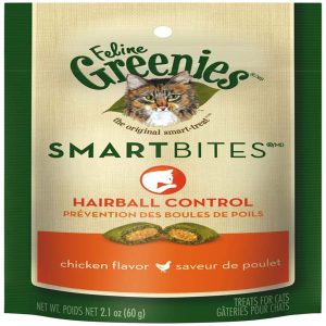 FELINE GREENIES SMARTBITES Hairball Control Cat Treats, Chicken