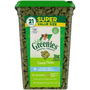 FELINE GREENIES Dental Cat Treats, Catnip, 21 oz