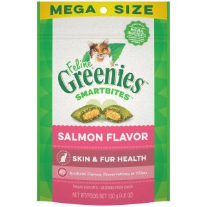FELINE GREENIES SMARTBITES Healthy Skin & Fur Cat Treats, Salmon, 4.6 oz