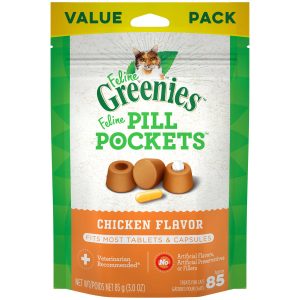 FELINE GREENIES PILL POCKETS Cat Treats, Chicken, 3 oz Value Size