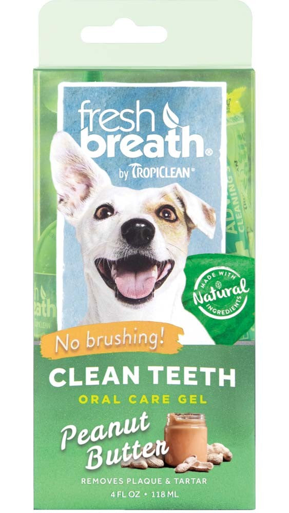 TropiClean Fresh Breath Peanut Butter Clean Teeth Oral Care Gel For Dogs /4 oz