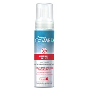 TropiClean OxyMed Hairball Relief No-Rinse Foaming Shampoo for Cats, 7.4 oz