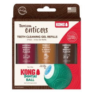TropiClean Enticers Teeth Cleaning Gel Refills for KONG Dental Ball Variety /3