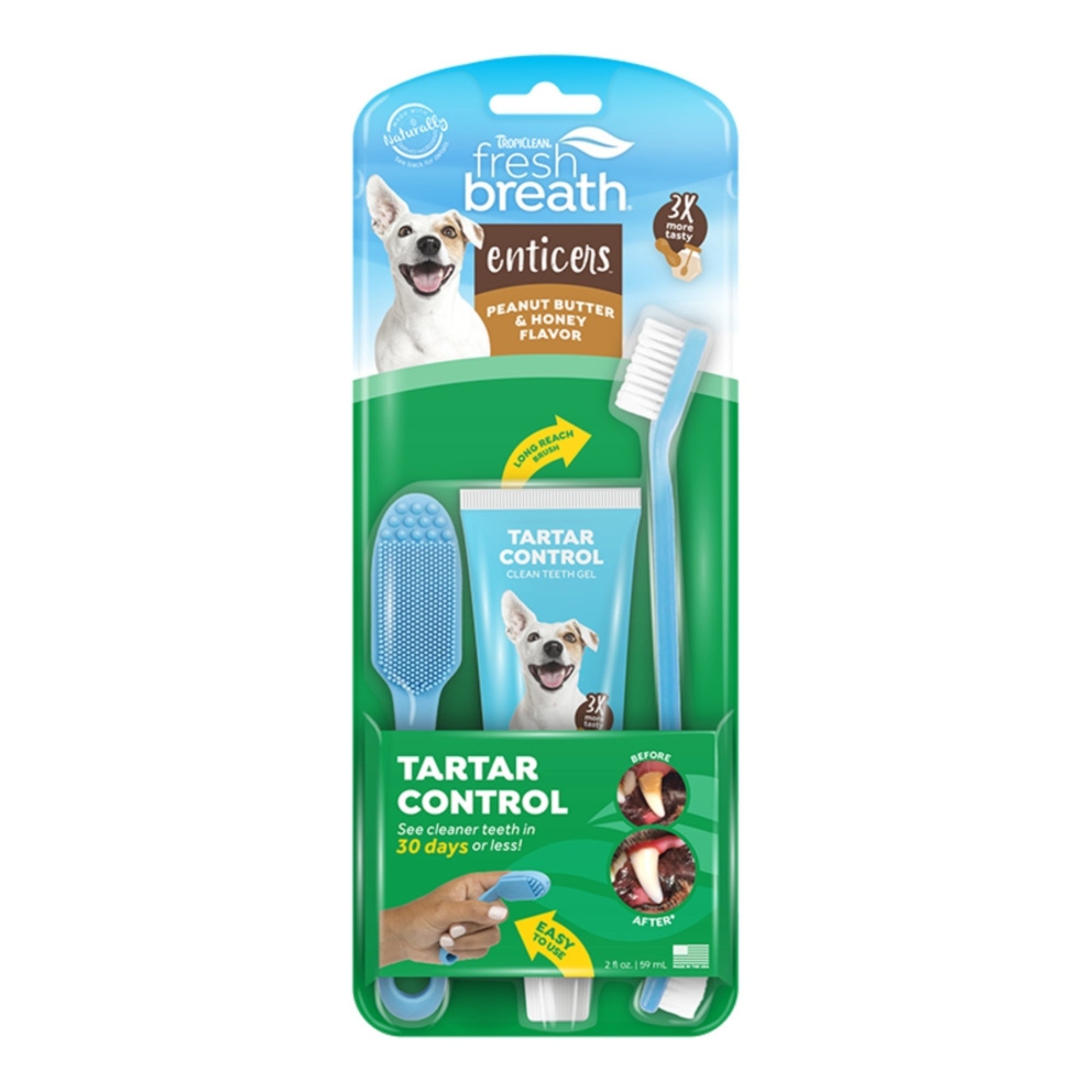TropiClean Fresh Breath Enticers Tartar Control Kit Peanut Butter & Honey 2oz