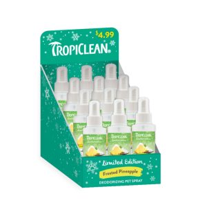TropiClean Deodorizing Pet Spray Frosted Pineapple Counter Display 12pc/4oz
