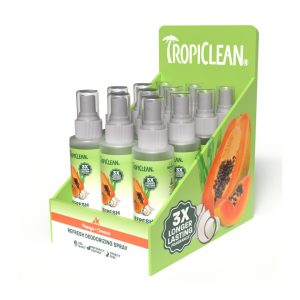 TropiClean Refresh Deodorizing Spray for Pets Display Papaya and Coconut 12pc