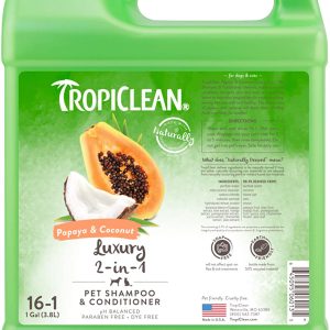 TropiClean Papaya & Coconut Luxury 2-in-1 Shampoo and Conditioner for Pets 1gal