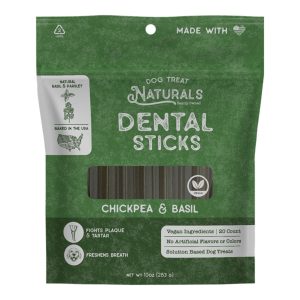Dog Treat Naturals Dental Sticks Basil Dog Chews, 10 oz