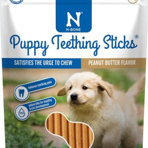 N-Bone Puppy Teething Sticks Peanut Butter Chews, 17 Count