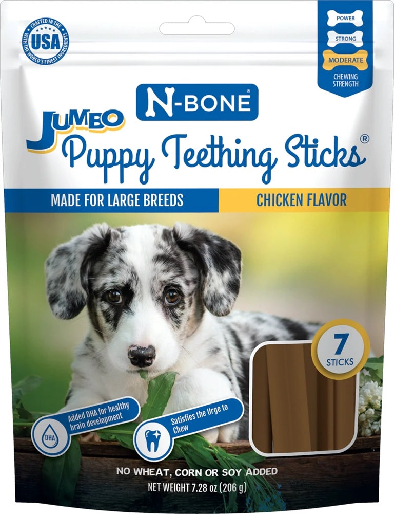N-Bone Puppy Teething Sticks Jumbo Chicken Chews, 7 Count