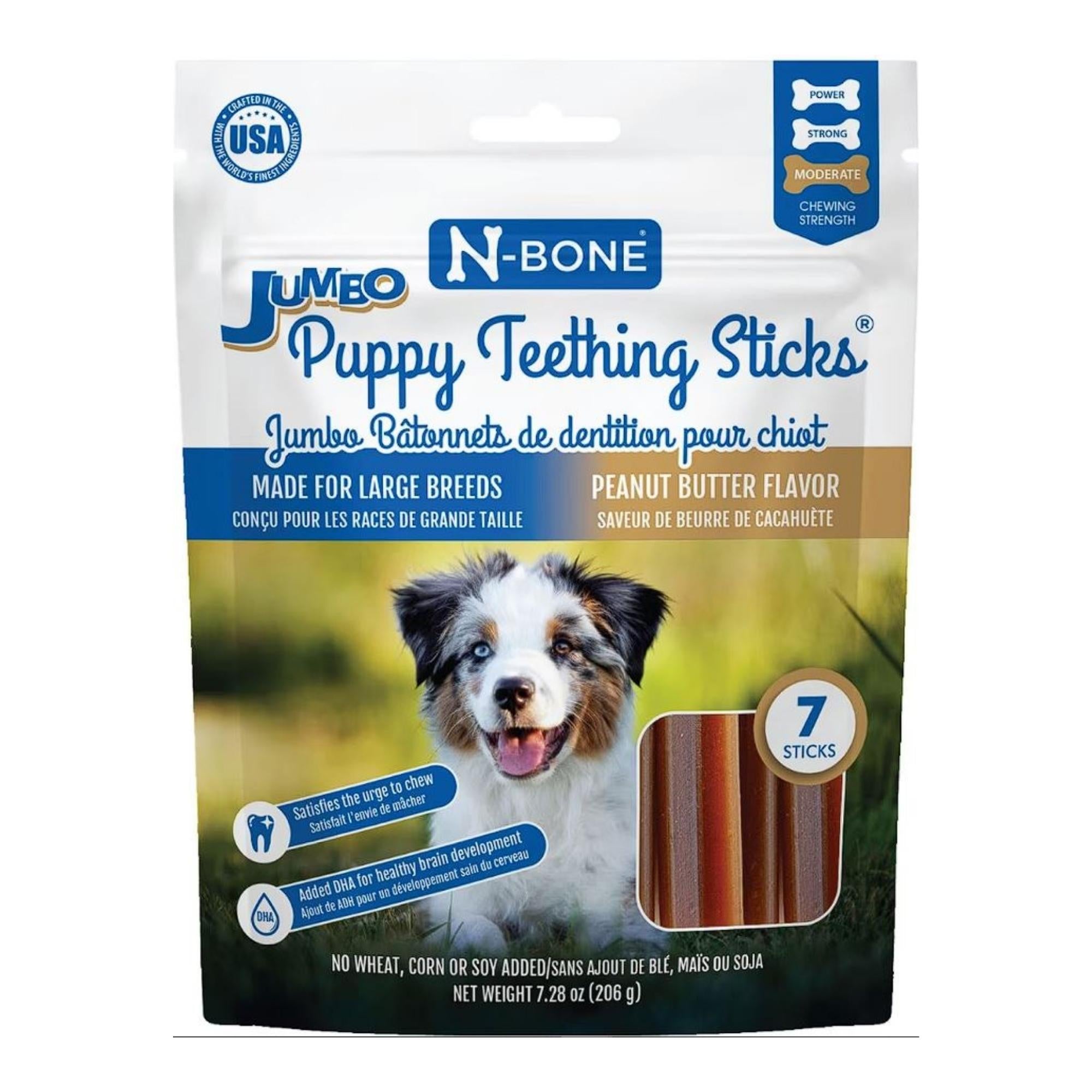 N-Bone Puppy Teething Stick Jumbo Peanut Butter , 7 Pack