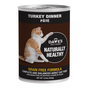 Dave's Naturally Healthy Grain-Free Wet Cat Food, Turkey, 12.5 oz (Case of 12)