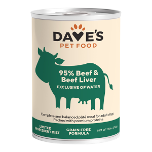 Dave's 95% Premium Meats Beef & Beef Liver Wet Dog Food, 12.5 oz (Case of 12)
