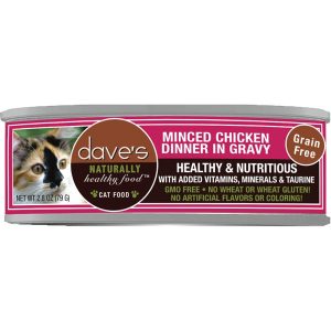 Dave's Grain-Free Minced Chicken in Gravy Wet Cat Food, 2.8 oz (Case of 24)