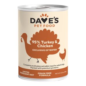 Dave's 95% Premium Meats Turkey & Chicken Wet Dog Food, 12.5 oz (Case of 12)
