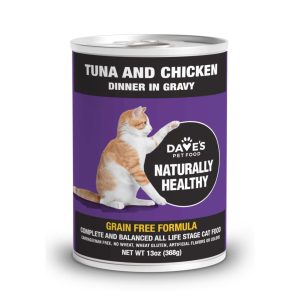 Dave's Naturally Healthy Grain-Free Wet Cat Food, Tuna & Chicken, 13 oz, 12 Pack