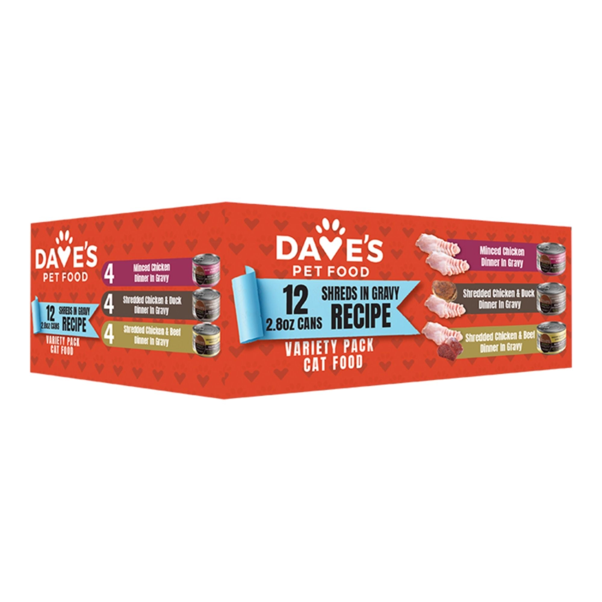 Dave's Minced & Shredded Chicken in Gravy Variety Pack 2.8 oz, 12 Pack