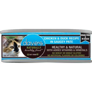 Dave's Saucey Pâté Grain-Free Wet Cat Food, Chicken & Duck, 5.5 oz (Case of 12)