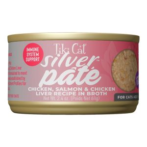 Tiki Cat Silver Senior Wet Cat Food Pâté, Chicken & Salmon, 2.4 oz (Case of 12)