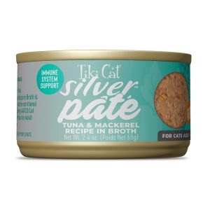 Tiki Cat Silver Senior Wet Cat Food Pâté, Tuna & Mackerel, 2.4 oz (Case of 12)