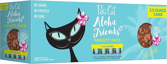 Tiki Cat Aloha Friends Pouch Variety Pack, 5.5 oz (Case of 8)