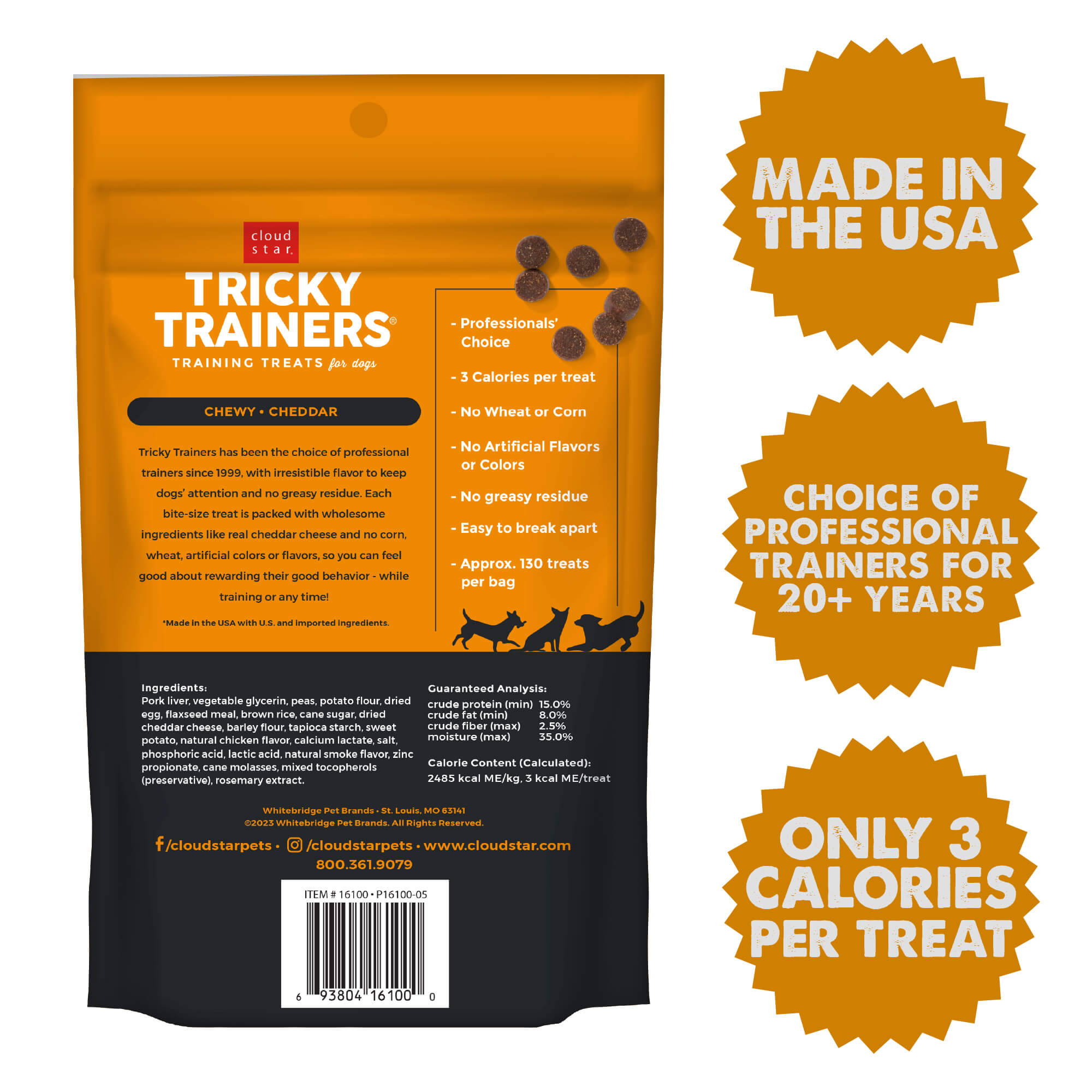 Cloud Star Chewy Tricky Trainers Cheddar Dog Treats - Image 2