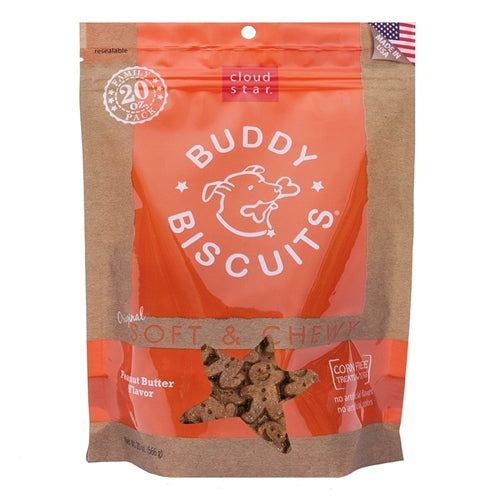 Cloud Star Soft & Chewy Buddy Biscuits Peanut Butter Bag Dog Treats, 20 oz